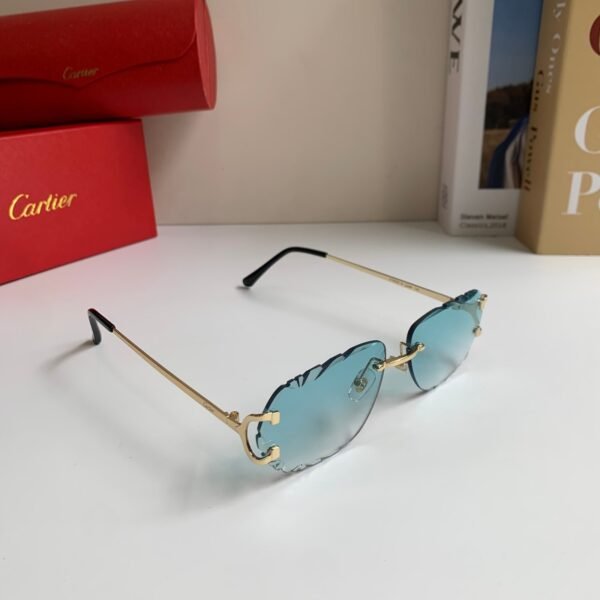 Cartier Geometric Metal Rimless Sunglasses