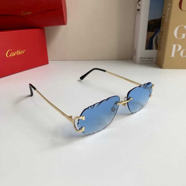 Cartier Geometric Metal Rimless Sunglasses