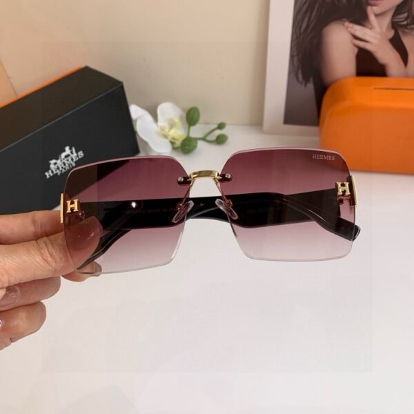 Hermès Rectangle Metal Rimless Sunglasses