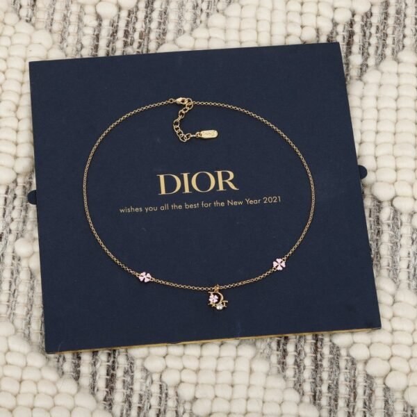 Dior Floral Letter Charm Necklace