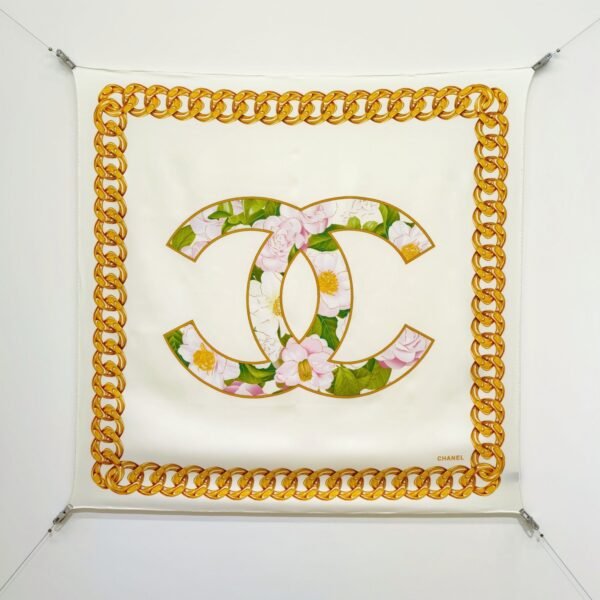 Chanel Floral Silk Twill Square Scarf