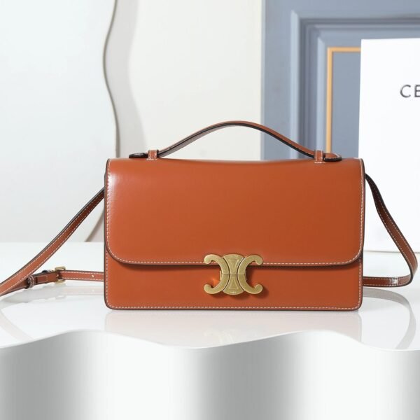 Celine Triomphe Folio Medium Leather Shoulder Bag
