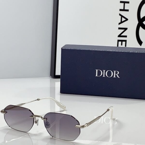 Dior Rimless Geometric Sunglasses Silver Frame Gradient Lens