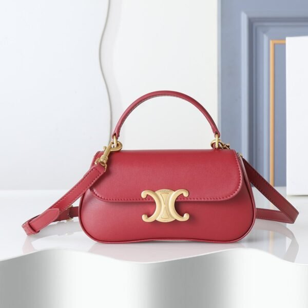 Celine Triomphe Red Leather Top Handle Bag