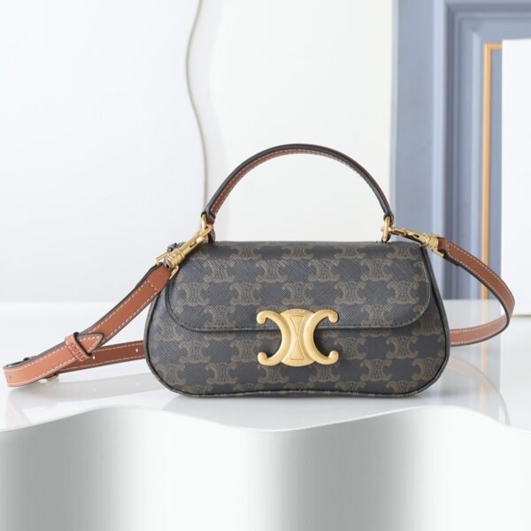 Celine Triomphe Monogram Coated Canvas Top Handle Bag