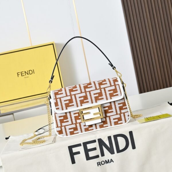 Fendi Baguette FF Logo Jacquard Shoulder Bag