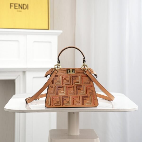 Fendi Peekaboo ISeeU Petite Selleria Leather Top Handle Bag