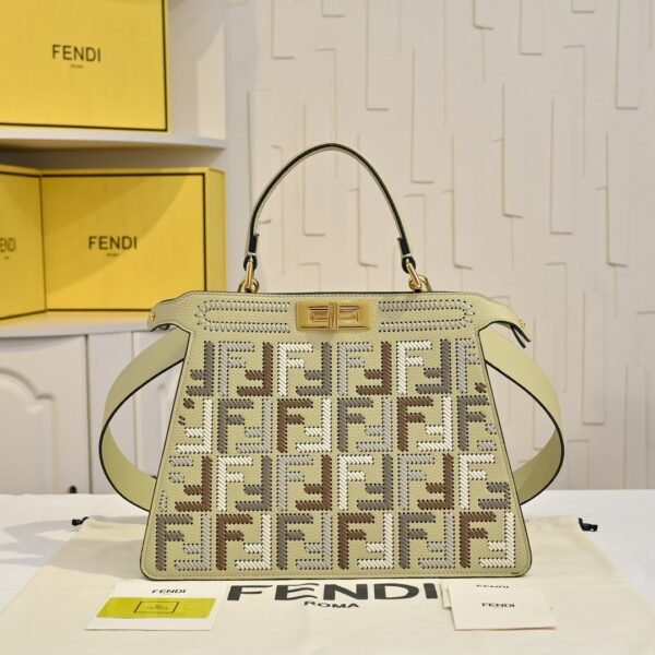 Fendi Peekaboo ISeeU Woven Leather Large Tote Bag