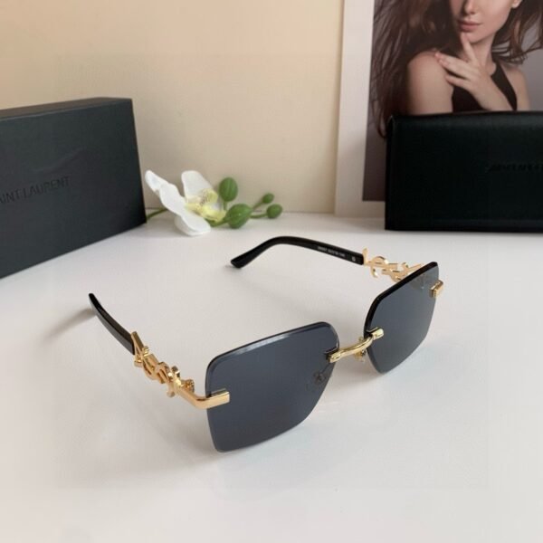 Saint Laurent Rectangle Metal Rimless Sunglasses