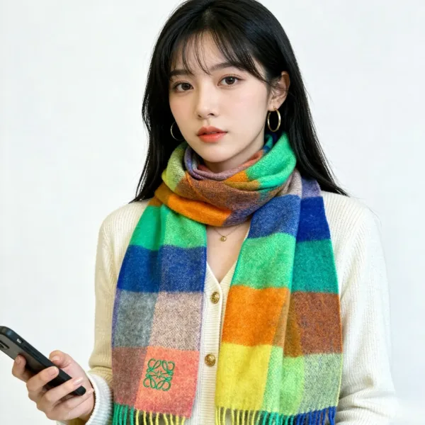 Loewe Plaid Wool Shawl