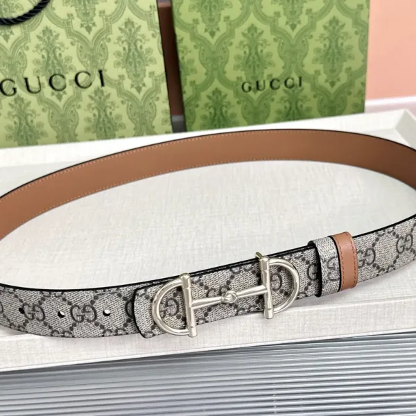Gucci Monogram Horsebit Buckle Belt